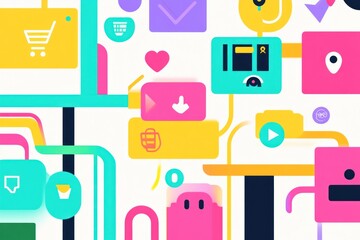 Poster - Colorful app interface design flowchart