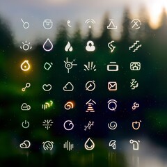 Poster - abstract glowing ui icons minimalist app symbols set