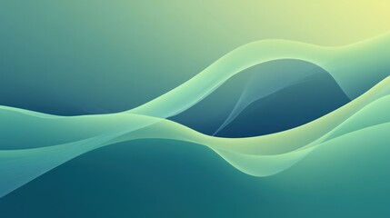 Poster - Abstract teal waves flowing, gradient background, digital art, website banner