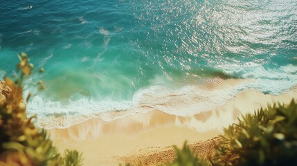 The beach from above offers beautiful sea waves.