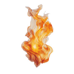 Poster - An abstract image depicting a swirling orange flame resembling a flowing fabric against a plain white background.