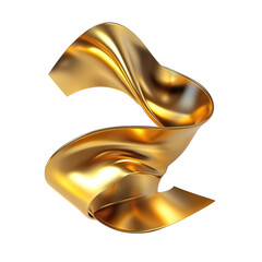 Poster - A digitally rendered image showcases a swirling golden ribbon with a smooth metallic texture against a white background.