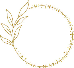  Rounded Golden Leaves Aecthetic Frame Vector Illustration