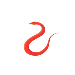 Aufkleber - The image shows a minimalist illustration of a red snake on a white background.  The snake is depicted in a simple, elegant curve.