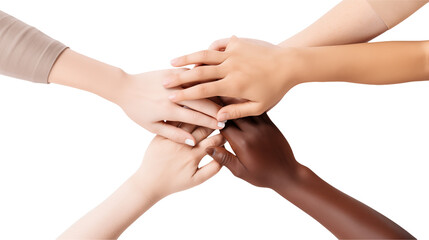 Diverse Hands United in Teamwork and Collaboration 