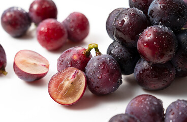 Wall Mural - Fresh Japanese Pione Grapes Isolated on White Background