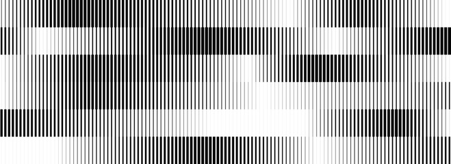 Poster - Black and white striped halftone gradient. Fading line gradation background. Repeating strip pattern backdrop. Parallel lines wallpaper for overlay, print, cover. Vector Doppler effect concept