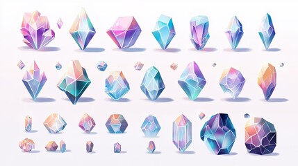 Aufkleber - A kaleidoscopic array of geometric icons in bright and pastel tones.