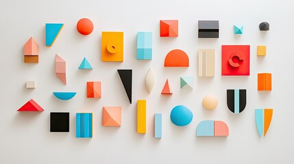 Poster - A minimalist display of brightly colored geometric symbols on a white backdrop.