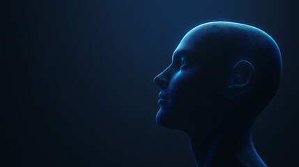 Poster - Digital Human Head Profile: A 3D Render of a Futuristic Humanoid