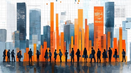 Poster - expansive urban skyline with silhouetted skyscrapers and high rises illustrating the versatility of 