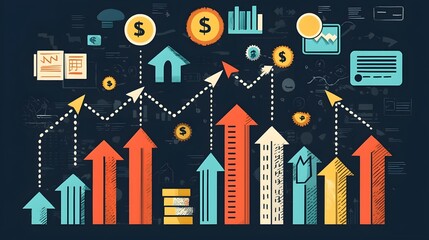 Poster - depicting the concept of market diversification with branching arrows representing various market op