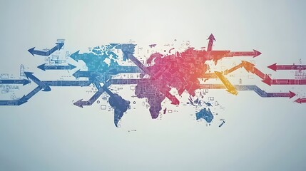 Poster - of market diversification strategy with arrows branching out to different global markets showcasing growth opportunities international expansion and business distribution networks