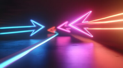 Poster - Neon Arrows Illuminate A Futuristic Pathway