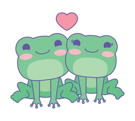 Wall Mural - cute frog animals in love