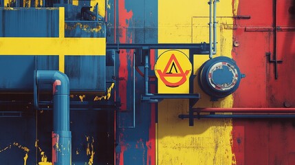 Poster - manual cover for handling high-voltage equipment, featuring bold colors and caution symbols.