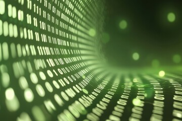 Poster - Abstract Green Digital Matrix Background with Binary Code Flowing Effect