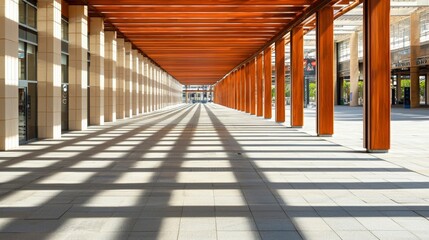 Wall Mural - modern architecture, sunlit pergola and columns