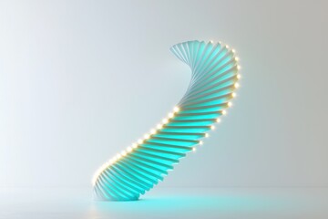 Poster - Futuristic Neon Blue DNA Strand with Glowing Outline and Modern Design