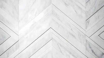 Poster - White Marble Tiles Arranged In A Chevron Pattern