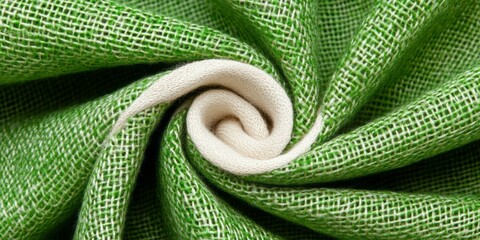 Wall Mural - Green fabric texture with white thread pattern close up for textile and design backgrounds