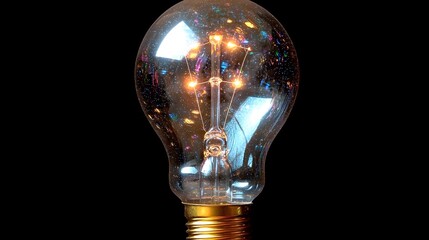 Poster - A glowing light bulb with mesmerizing holographic elements creating a captivating and futuristic display of light technology and innovation  The ethereal and dimensional design casts a radiant glow