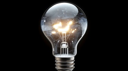Poster - Glowing light bulb with futuristic holographic elements symbolizing the innovative and cutting edge technologies that are shaping the future  The image represents the power of ideas creativity