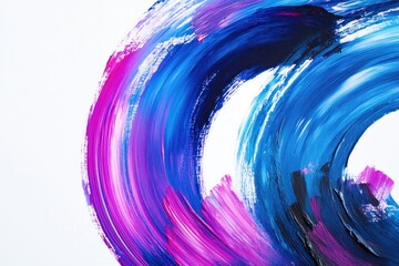 Poster - Abstract swirling blue pink paint strokes on white background