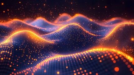 Poster - Mesmerizing digital grid background with abstract shapes pulsing neon lines and dynamic geometric patterns  Futuristic techno inspired design evoking a sense of energy motion