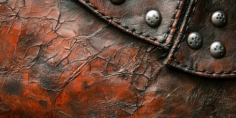 Poster - Leather shoe with a brown leather surface and black studs