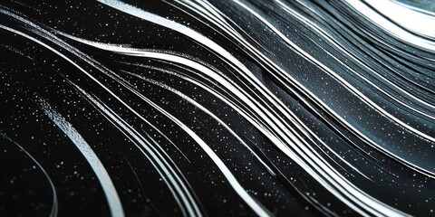 Poster - Black and white image of a wave with white lines