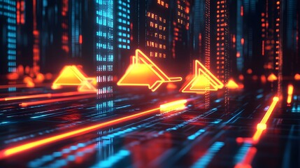Poster - abstract digital data streams with glowing arrows