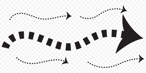 Poster - Curved dotted arrow. Zigzag arrow stripes design with dotted lines. eps 10.