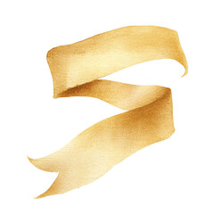 Poster - A digitally rendered watercolor painting of a flowing golden banner isolated on a white background.