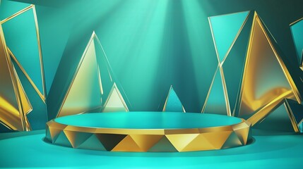 Poster - Stylish 3D Podium Design with Ample Empty Space for Showcase Presentation