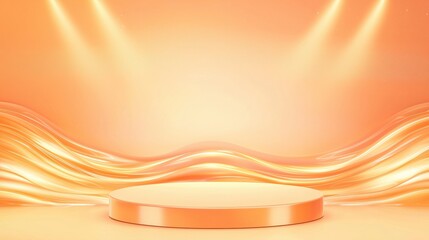 Poster - Stylish 3D Podium with Ample Empty Space in Soft Orange Glow