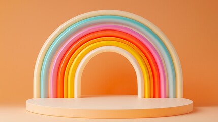 Poster - Colorful Rainbow Podium with Ample Space for Stylish 3D Displays