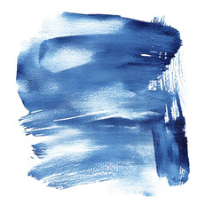 Aufkleber - An abstract image featuring a textured blue watercolor paint stroke on a black background.