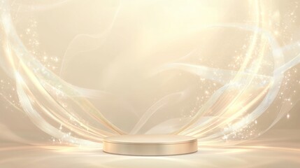 Aufkleber - Modern 3D Podium in a Spacious Setting Surrounded by Soft Light Effects