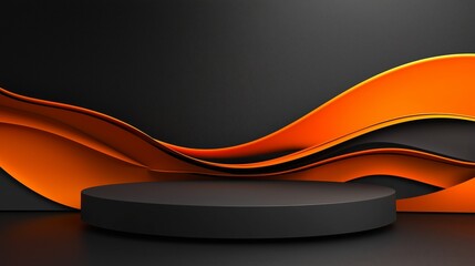 Poster - Modern 3D Podium with Ample Empty Space Surrounded by Colorful Waves