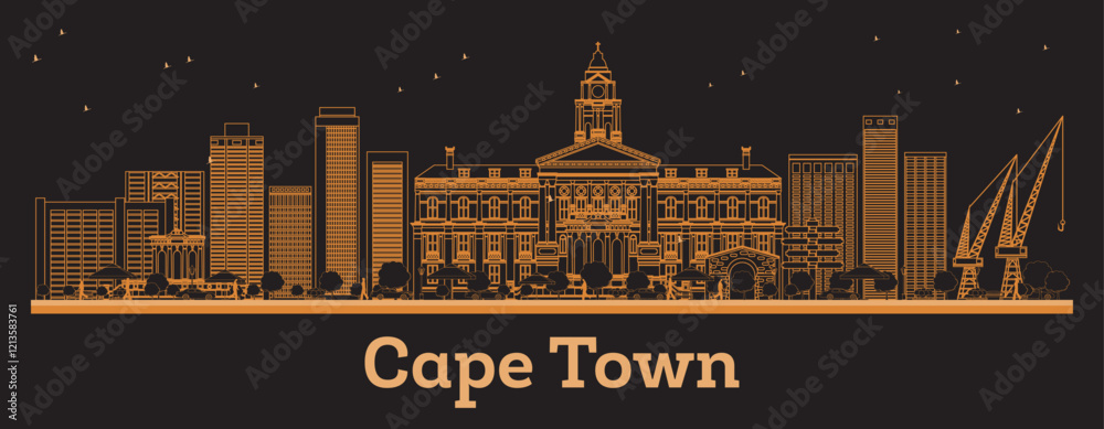 Cape Town South Africa City Skyline with orange Buildings. Business ...