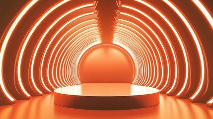 Poster - Elegant 3D Podium in Luminous Archway with Spacious Surroundings