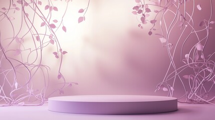 Poster - Elegant 3D Podium Surrounded by Ample Empty Space and Delicate Vines