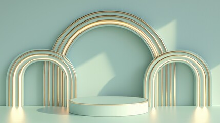 Poster - Stylish 3D Podium with Ample Empty Space and Framed Arches