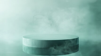 Poster - Sleek 3D Podium in Empty Space with Misty Surroundings
