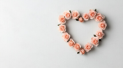Aufkleber - heart shaped arrangement of soft pink roses on light background creates romantic and elegant atmosphere, perfect for special occasions