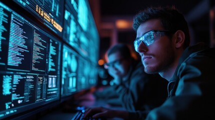Cybersecurity Experts Monitoring System Data