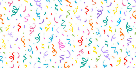 birthday confetti seamless pattern background. birthday decoration confetti, ribbon element, cute se