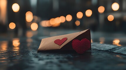 Aufkleber - Intimate Love Letter with Red Rose on Blurred Soft Bokeh Background Perfect for Valentine s Day Anniversary or Romantic