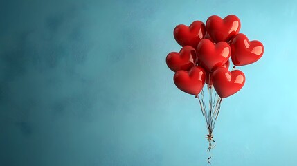 Poster - Romantic background with red heart shaped balloons floating in a clean empty space creating a minimalist and design ideal for Valentine s Day greetings love messages or various holiday